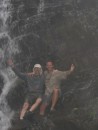 Jorge and Tom under the waterfall