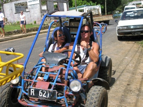 Tom and Cam getting ready for the adventure tour in the Tongan dirt!