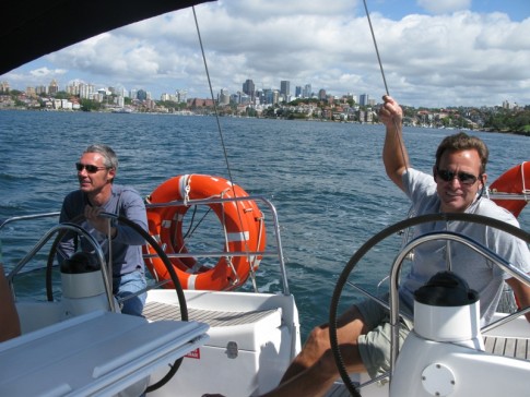 Greg and Tom at the helm stations