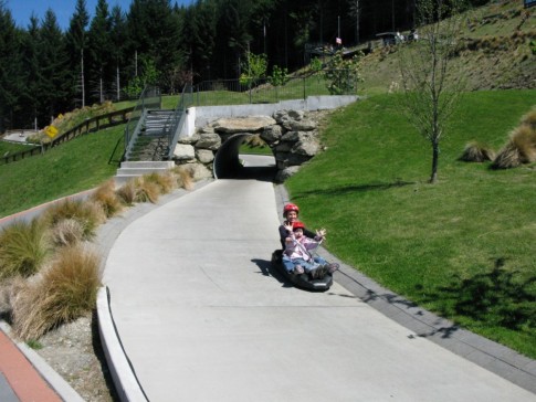 Cammi and Lauren doing a tandem ride down the luge