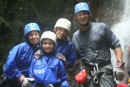 Rappelling down waterfalls in jungles of Costa Rica