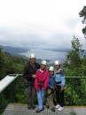 Preparing to zip down w/Lake Arenal, CR in background