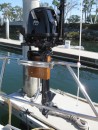 Relocated and fabricated outboard motor mount