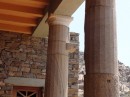 Column on the left has an interesting support extending out from the column face.  Bottom of column on right is reconstructed with concrete.