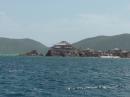 Exclusive resort perched on a rock as we closed in on Nanny Cay Marina, Tortola
