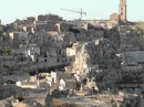 Matera: Zoomed in on the Sassi to highlight the Rupestrian church carved into the big mound of rock in the right center of pic.