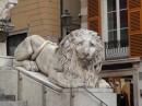 Cathedral of San Lorenzo: Unusual expression on these lions