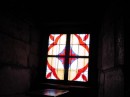 Stained glass window in the English tower.