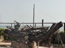 Lychnostatis - driftwood sculpture of a sailboat.