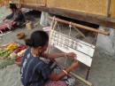 Iket weaving demonstration in Maumere - setting the design 