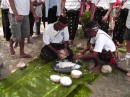preparing the coconut