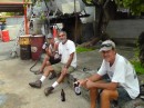 Ua Pou - having a beer break outside the market