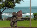 Nuka Hiva beachside park rock carvings