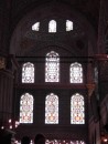 Blue Mosque: Stained-glass windows and tiled walls.