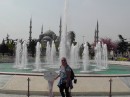 Fountain in the Hippodrome with Blue Mosque in the distance.