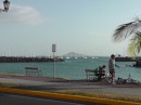 Causeway with Panama city in background