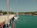 Corinth Canal: Southern entrance -tied up to the dock to pay fees and wait our turn to transit.  There