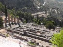 Temple of Apollo from above the theater - given the most prominent place in the Delphi Sanctuary.