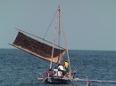 hoisting the bamboo sail