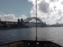 view of Sydney Harbor Bridge from Manly ferry