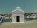 Probably the smallest church we have seen yet -on the pier of the ferries to the island of Delos.