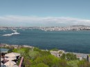 Topkapi Palace: View out over the Bosphorous -rocky shoreline where we rode bikes in lower right-hand corner.
