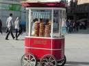Taksim Square: "Pretzel" carts all around town.