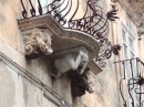 Ragusa: Beautiful balcony supports in Palazzo La Rocca residences.