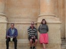Noto: Dennis, Duncan, Caroline on the steps of the Cathedral.