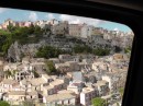 Ragusa: Saying goodbye to old town, Ibla, built on the hillside (from the car window).