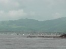 looking back on the mooring anchorage at Puerto Amistead, Bahia de Caraquez on the River Chone