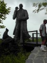 San Cristobal - statue of Darwin on trails behind the Interpretive Center
