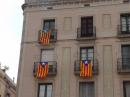 Catalan flags, not Spanish flags - the Catalan separatist movement is alive and well in Barcelona.