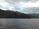 leaving the Marquesas with their steep cliffs rising directly out of the water