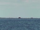 Apataki atoll from the outside; note how there are bits of land above water dotting the circle coral ring of the atoll