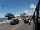 taking a bus along the beach front in Salvador