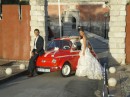 Beautiful wedding - cute wedding car!