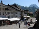 The medieval town at the entrance to the castle at Gruyere