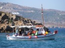 Patmos Island, Greece.  Returning to shore after mass at a nearby island chapel.