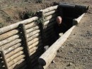 Trevor in reconstructed trench at Gallipoli