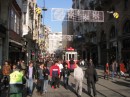 Historic tram in the pedestrian shopping district of Beyoglu