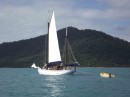This beautiful lugger almost cut me off on the way into Airlie Beach.