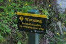 Warning sign on the Rob Roy trail.