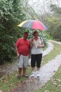 Andrew & Julia in the rain at Mamiku gardens