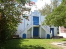 Blue-and-white painted French-Vietnamese church, called "Porte du Ciel", Port Vila, Efaté