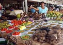 A huge market at Labasa with wonderful displays of fruit, root vegetables and spices