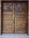  Ua Pou, Hakhau Church timber doors carved with scenes including a shipwreck