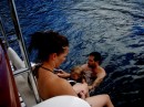 Lisa, Drew & Fiona swimming