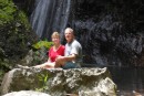 Paulie & Don at waterfall at Fata Hiva