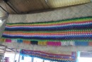 Pandanus carpets edged in crochet